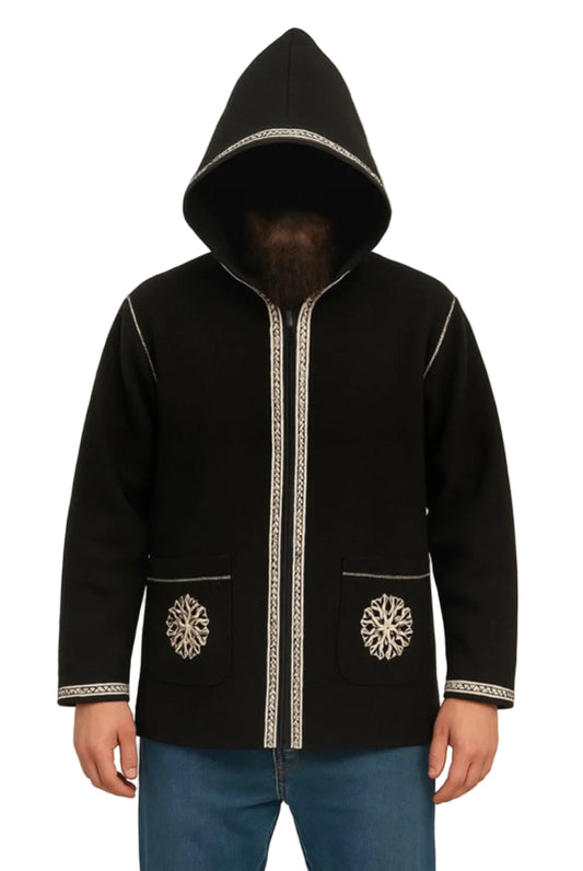 Djellaba marocaine traditionnelle à capuche - noir - MUWAHHID